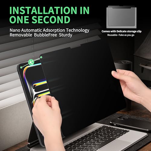 Image of Privacy Screen Protector Compatible with iPad Air 13 In ,Removable iPad Air 13 Inch M2 / M3 (6 /7th Gen ,2024 /2025) Screen Protector, Anti-Glare Blue Light Film, Bubble Free Anti-Scratch Privacy Filter
