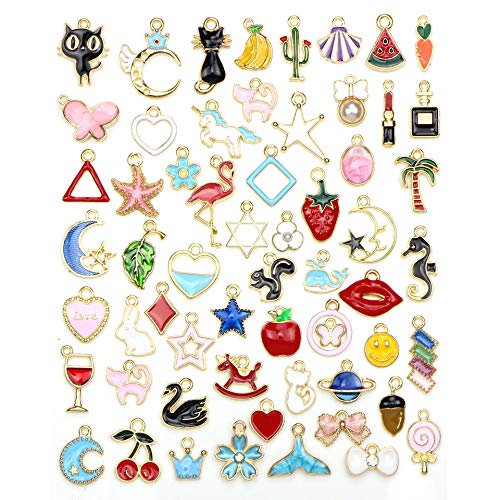 60pcs Mixed Enamel Charms Pendants for Jewelry Making Bulk lot Necklace Earrings Bracelet Craft Findings