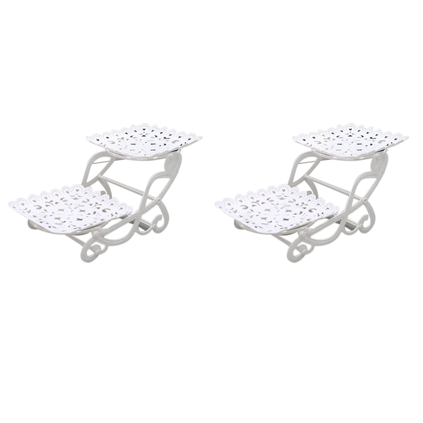 Hndhbfgrt 2X 2 Tier Cake Dessert Holder Cupcake Pastry Biscuit Tray Holder Candy Buffet Fruit Holder Wedding Use A Square
