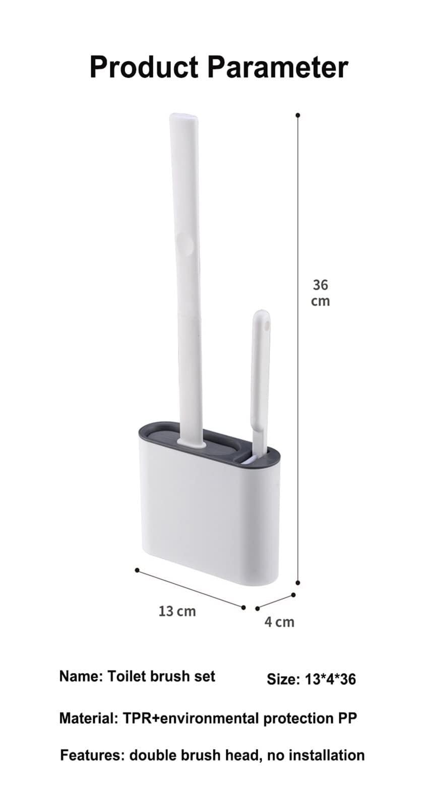 Set scopino e stantuffo per WC a Parete - Setole in Silicone per un'efficace Pulizia del Bagno - Elegante Supporto Beige Incluso - Strumenti Essenziali per la Pulizia del WC