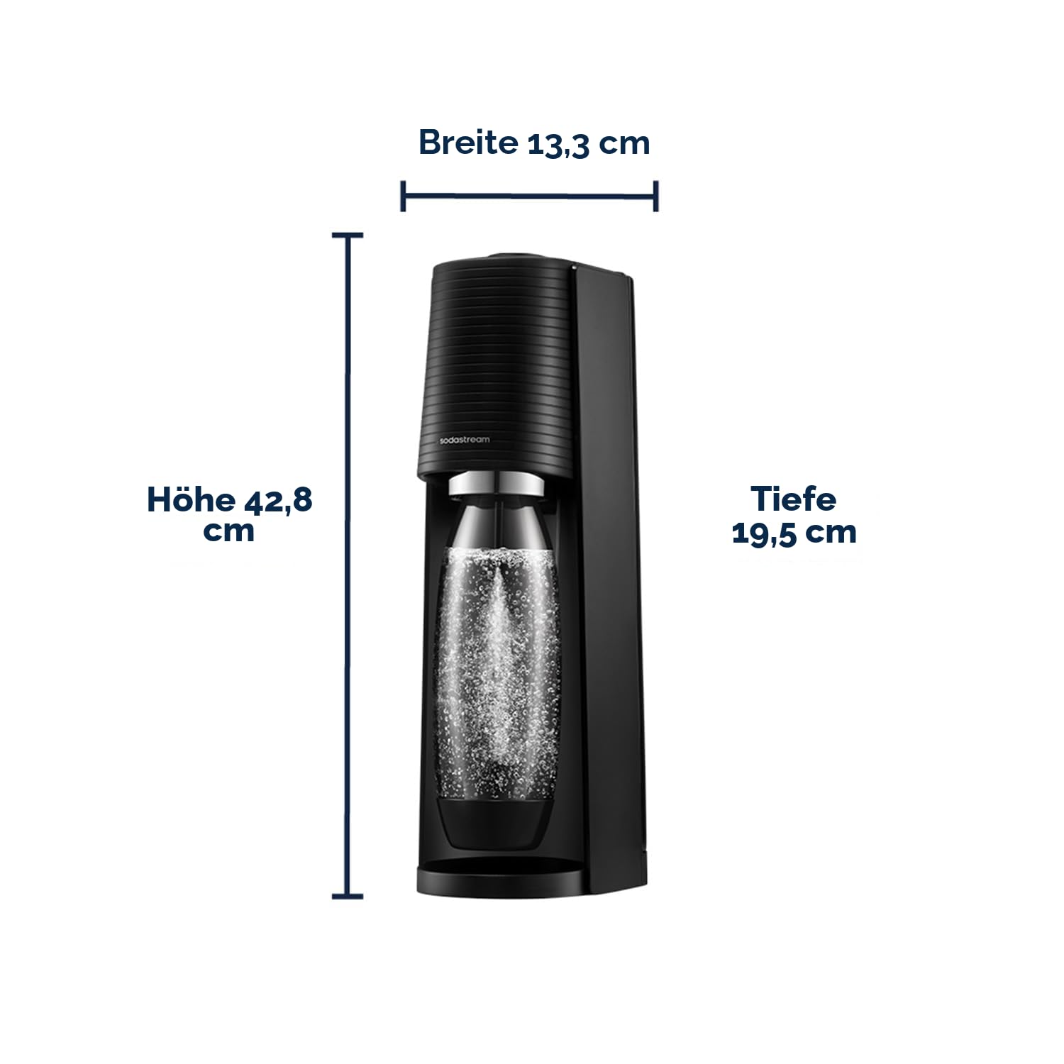 Sodastream TERRA Wassersprudler, Soda Stream Maschine mit Quick Connect 60L CO2-Zylinder, 5x 1L Kunststoff-Sprudlerflaschen, Schwarz