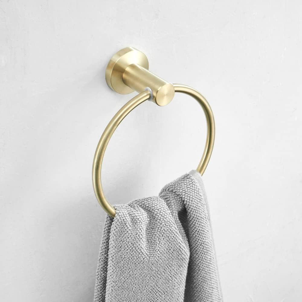 LSLYTQ Roung Towel Ring, Towel Holder, Wall-Mounted Gold Brushed Towel Rack, Bathroom Accessories Home Decoration