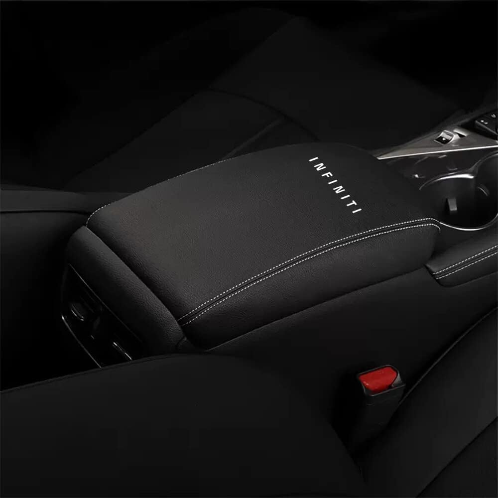 Kakash Custom Interior Accessories for Infiniti Q50 2014-2017 2018 2019 2020 2021 2022 2023 2024 Leather Center Console Cover Armrest Pad,Waterproof Anti-Scratch Protector Your Armrest(Red+Black)