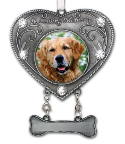 BANBERRY DESIGNS Dog Memorial Photo Ornament - in Loving Memory Pet Keepsake