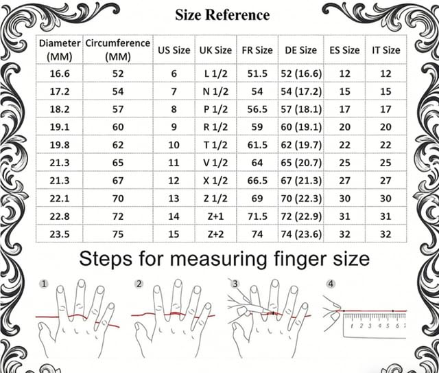 Bague personnalisée pour femmes et hommes de taille L 1/2 à Z 1/2 - 6