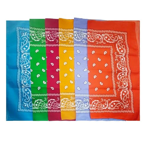 Anphly 6PCS Paisley Bandanas, 21 x 21 Inch Multi-Purpose Headwear Scarves for Women Men, Classic Cowboy Handkerchiefs for Outdoor Activities and Fashion Accessories