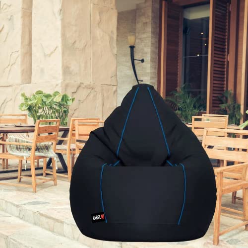 Image of Bean Bag Cover (Without Beans) Single Color PIPEIN Original Faux Leather for Home Decor Bean Bag Ideal for Office and Home-New (4XL, Black)