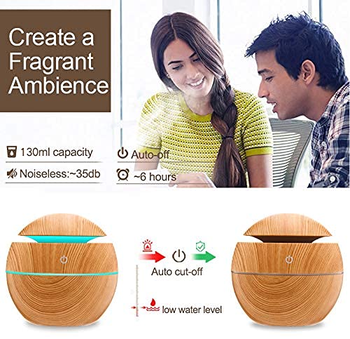 Azkosk Usb Air Humidifier,Free Filter Wood Grain Air Purifier Household Electric Ultrasonic Mist Oil Diffuser Cool Mist Humidifier 7 Color Change Led Night Light Aromatherapy For Office Home Car #TOP4