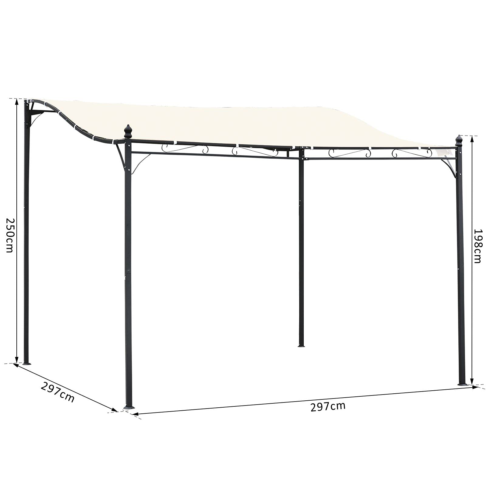 Outsunny Gazebo Pergola 3x3m Esterno Tenda Impermeabile Crema