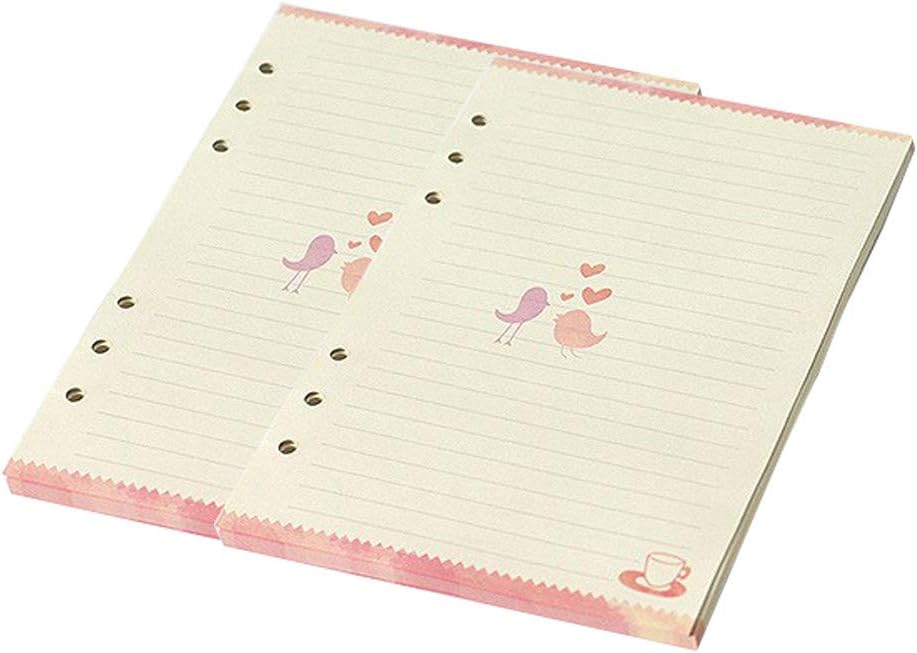 DEBON A5 Size 6-Holes Loose Leaf Binder Paper Refills Set for Planner Journal Notebook Daily Weekly Monthly Undated Inner Papers DIY Refillable Agenda Schedule 2 Packs / 90 Sheets (Lined Paper)