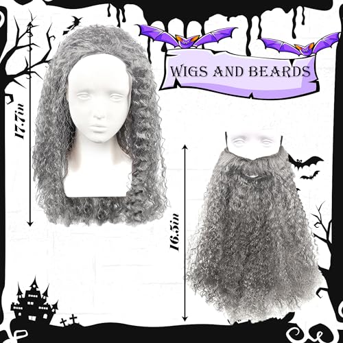 TINVSKQQKJ Grey Wizard Wig and Beard for Men Long Halloween Fake Wizard Beard for Halloween Cosplay Party - image 2