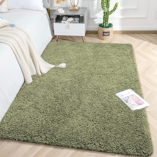 LUXE HOME INTERNATIONAL Carpet Super Soft Anti Slip Vegas Rectangular Rugs for Bedroom,Livingroom(Green,4X6 Feet)