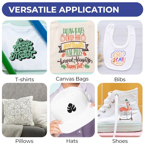 Miniatura 3 de Vinilo Textil Termoadhesivo 30 Hojas: Ohuhu 30.5cm X 25.4cm Vinilo Textil Para Cricut Maker - Vinilo Termoadhesivo Textil 22 Colores Fácil De Cortar Y Tejido Para Diy Camiseta Ropa Logo Sombrero