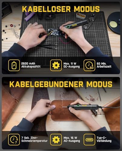 Bild 2 - Fanttik T1 Max Präzisions Lötkolben Set, 7 Sek. schnelles Aufheizen，6 Temperatur Einstellbar 200~450 ℃, 4 Lötspitzen (C210), 360° drehbarer Ständer, Lötkolben für Reparaturen
