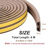 Draught Excluder Tape for Door Window, Self-Adhesive Weather Stripping, 6M Type D Sealing Foam Tape Strip Against Cold Draught/Anti-Collision/Soundproof/Waterproof/Dustproof Brown - Image 2