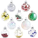 【Decoración navideña】 Este juego de bolas de decoración navideña está decorado con bolas transparentes que se pueden rellenar con nieve artificial, frutos rojos, bayas pequeñas, agujas de pino, hojas de abeto, hojas de cedro, piñas mini, hojas verdes y ramitas, que se utilizan como adornos navideños y el epítome de las escenas de nieve.