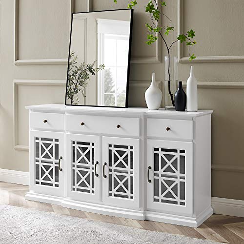 Walker-Edison-Ronne-4-Door-Sideboard-with-Fretwork-Detail-60-Inch-White Walker Edison Ronne 4 Door Sideboard with Fretwork Detail 60 Inch White