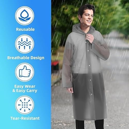 Capa de Chuva,Capas de Chuva para Homens e Mulheres Capas de Chuva com Capuz à Prova de Chuva para C
