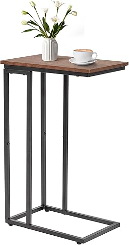 fusehome Mesa auxiliar en forma de C, para sala de estar, dormitorio, espacios pequeños, bandeja de TV, mesas auxiliares para sofá, mesa para