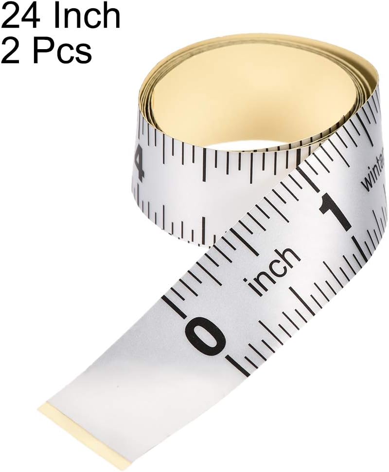 uxcell Adhesive Backed Tape Measure 24 Inches Peel and Stick Measuring Tape Inch Scale for Workbench 2pcs