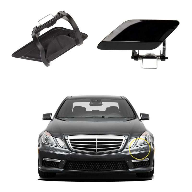 Car Front Bumper Headlight Washer Nozzle Cover Cap Compatible with Mercedes Benz E-Class W212 E300 E350 E400 E550 2008 2009 2010 2011 2012 2013 Headlight Cleaning Cover 2128600108 Water Spray Cover