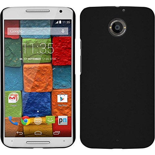 PhoneNatic Hülle kompatibel mit Motorola Moto X 2014 2. Gen. - Hülle schwarz gummiert Hard-case + 2 Schutzfolien