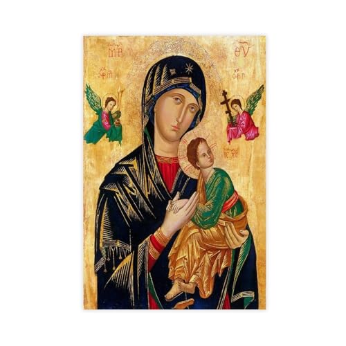 Póster de la Virgen María PIANK del Perpetuo Socorro para pared de dormitorio, sin marco, 30x45 cm