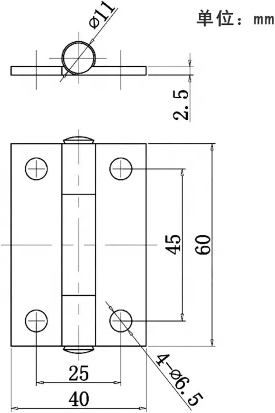 2.5 Inches Furniture Hardware Stainless Steel Industrial Cabinet Door Hinge 60 * 40 1Pcs