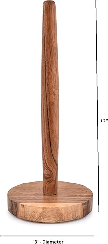 Miniatura 5 de NIRMAN Soporte decorativo para toallas de papel de madera de acacia para cocina, inodoro, despensa y baño (5 x 5 x 12 pulgadas)