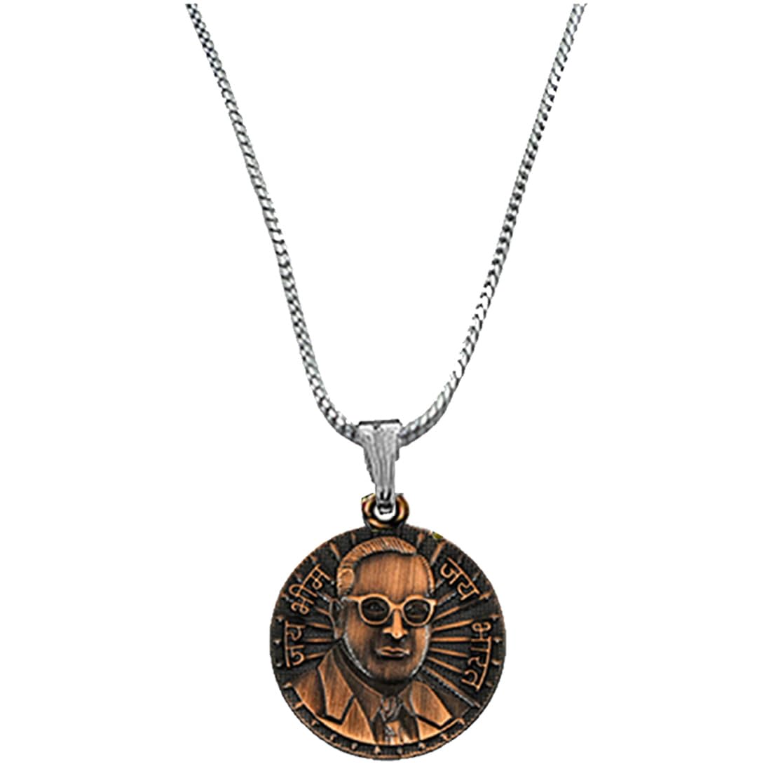 Jay Bhim Jay Bharat Dr. Babasaheb Copper Pendant Necklace with Metal Charm, Snake Chain, S-Hook Closure-image-46