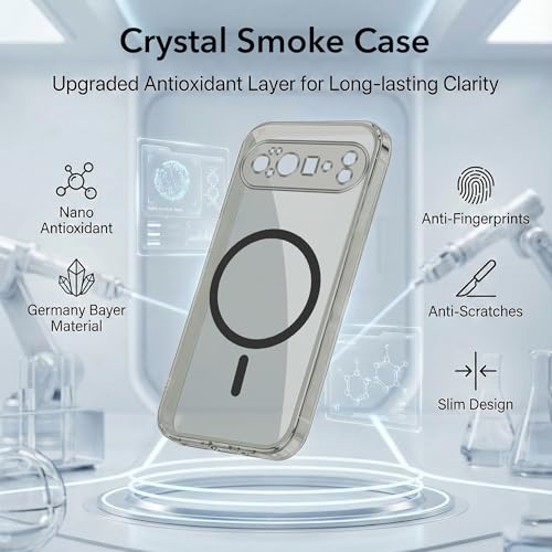 Image of Jkobi Lifetime Anti-Yellow MagSafe Compatible Clear Back Cover Case for Google Pixel 10 Pro XL (Sleek Hard Crystal | Shockproof and Camera Protection)