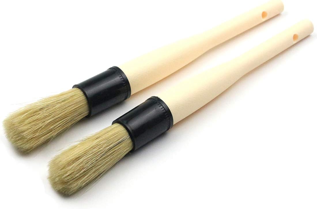 Detailing Brush Set, Auto Detailing Brush for Cleaning Weels, Engine,Interior, Emblems, Air Vents, Motorcy, Car Cleaning Brush, Premium Natural Boar Hair with Plastic Handle : Automotive
