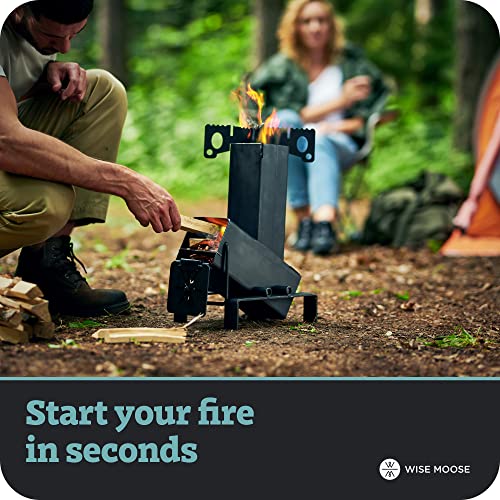 WISE MOOSE Rocket Stove for Cooking HeavyDuty Cast Iron Rocket Stove