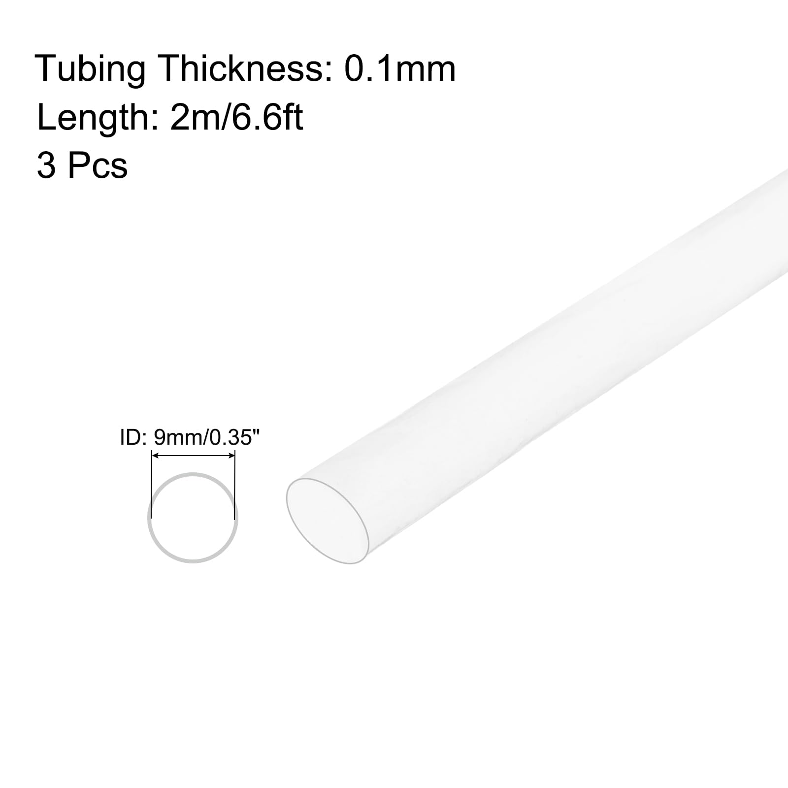 MECCANIXITY Tubo termorestringente in PTFE, rapporto 4 a 1, guaina per cavi, 9 mm x 2 m, impermeabile, sigillata (trasparente, confezione da 3)