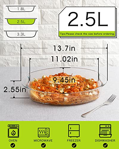 Nutriups 2.6 Qt Oval Glass Baking Dish For Oven Glass Baking Pan For Cooking Oval Baking Pan Tempered Glass Baking Pan Casserole Dish #TOP1
