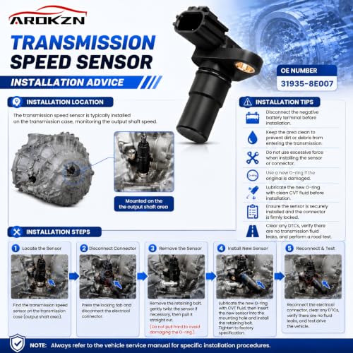 31935-8E007 Arokzn Transmission Speed Sensor Compatible with 2007-2017 Altima 2007-2016 Maxima 2003-2017 Murano 2013-2017 Pathfinder 2008-2017 Rogue 2007-2017 Sentra Versa 2009-2014 by Arokzn - Used condition - Image 4