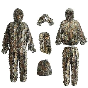 Ghillie Suit, Kids Adult 3D Leafy Camouflage Clothing, Camo Suit for Turkey Hunting, Hunting for Outdoor Game and Halloween