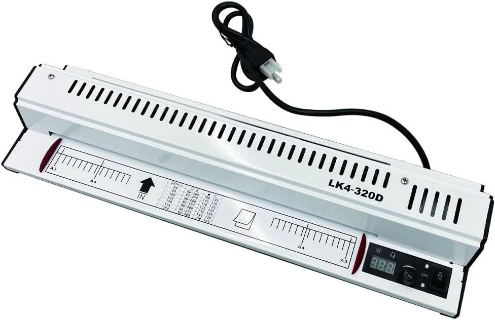 INTBUYING All Metal Shell 12.5inch Thermal Hot Cold Laminator Machine with Inside Heating Tube 4 Rubber Roller for Sealing Photos