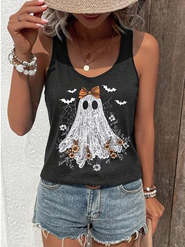Problem Solved Halloween Tank Tops for Women Bloody Splatter Graphic Shirts Halloween Casual Racerback Tops2