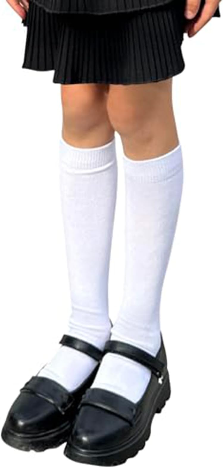 3 Pack Kids Girls Unisex Soft Knee High School Uniform Dress Socks Seamless Toe Black White Navy Blue Burgundy