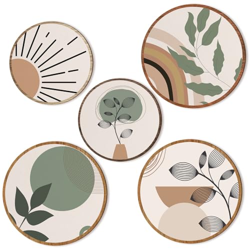 uniro Sage Green Boho Wall Decor, Wooden Wall Art Bohemian