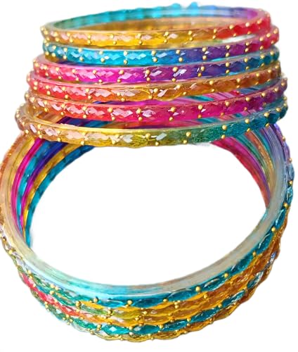 Image of JPS Plain and Glossy Finished Raindrop Glass Bangles Set for Women & Girls | Traditional Ethnic Chudi for Wedding, Party & Regular- Set of 12 Pcs of One Colour | Wedding Special