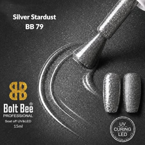 Image of BOLT BEE 15ML Gel Nail Polish 1Pc Clear Pink Glitter Nail Polish Soak Off UV LED Nail Gel Polish Nail Art Starter Manicure Salon DIY at Home, 0.5 OZ (1) (79)