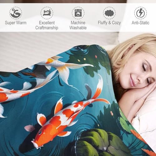 Manta de forro polar de franela Koi de 130x180 cm suave y cálida para sofá y cama 6