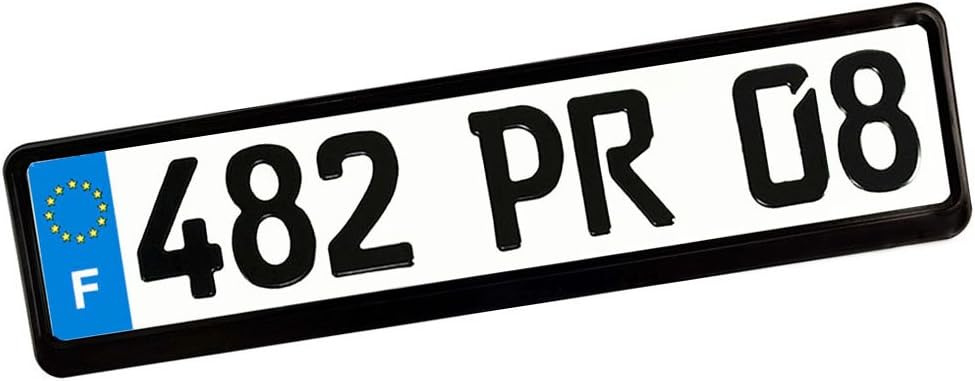 COMPLETE French FRANCE WHITE EEC European Front LICENSE PLATE TAG and FRAME (Set / Kit) for Volkswagen VW 181 Thing Amorok Beetle Caddy Corrado Dasher Eos Fox Gol Saeiro Parati Fox CrossFox Sacefox Gold Rabbit Caribe Golf Plus Jetta Bora Vento Karmann Ghia Lupo New Beetle Passat Quantum Phaeton Polo Scirocco Sharan SP2 Tiguan Toureg Touran Transporter Caravelle Microbus Vanagon Eurovan Type 3 4 Routan Vento