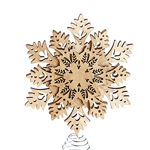 The-Lakeside-Collection-Snowflake-Tree-Topper-Wooden-Christmas-Ornament-with-Carved-Look The Lakeside Collection Snowflake Tree Topper Wooden Christmas Ornament with Carved Look