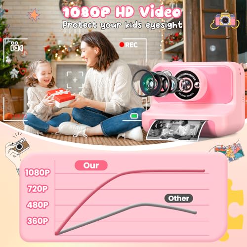 Image of Kids Camera Instant Print, Kids Camera 1080P HD Video Digital Camera | Christmas Birthday Gifts for Girls and Boys, Toddler Toy for 3-12 Years Old