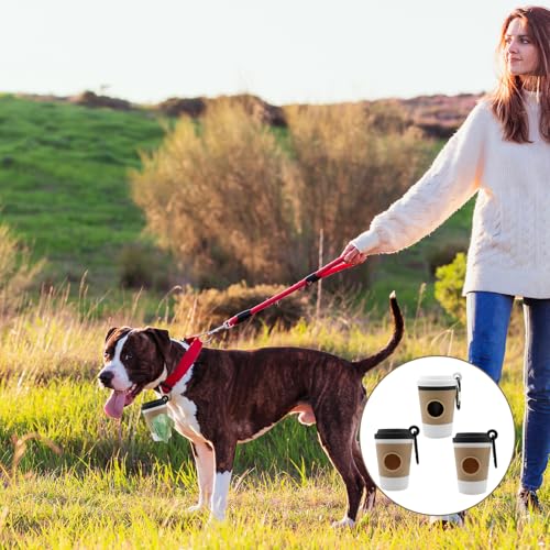 3 Stück Kotbeutelspender,Hundekotbeutelspender,Kotbeutel Spender für Hunde,mit Praktischer Hängeschnalle,Kreatives Kaffeetassen-Design,Leicht und Tragbar,Geeignet zum Spazierengehen