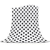 applebless Fleece Throw Blanket Black and White Polka Dot Breathable Cozy Warm Flannel Plush Blanket