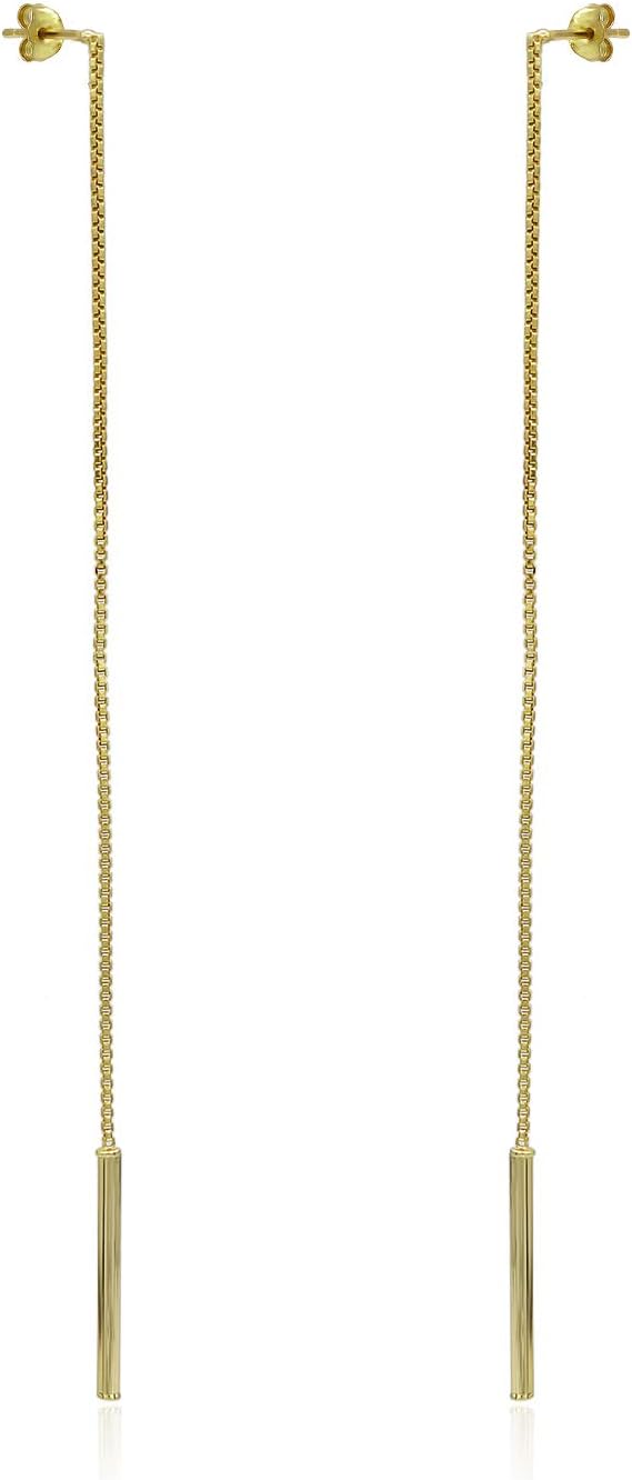 925 Sterling Silver Tassel Threader Drop Long Chain Earrings for Women, 4.5 Inch - Image 2